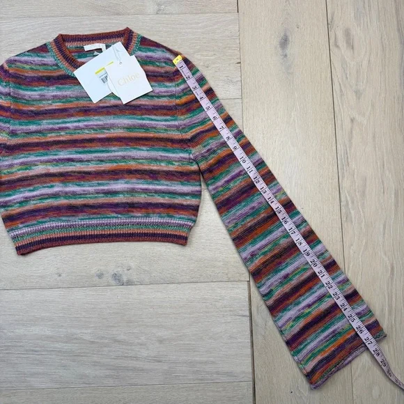 CHLOÉ Cropped space-dyed wool and cashmere-blend top